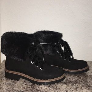 Esprit Suede Faux Fur Trim Boots